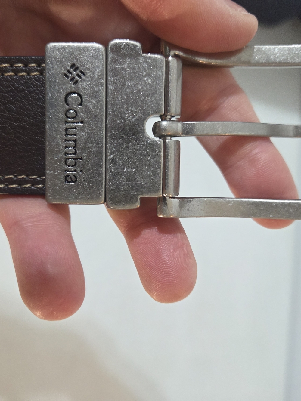 NEW Columbia Reversible Black/Brown Leather Belt with Silver Buckle, Size 38